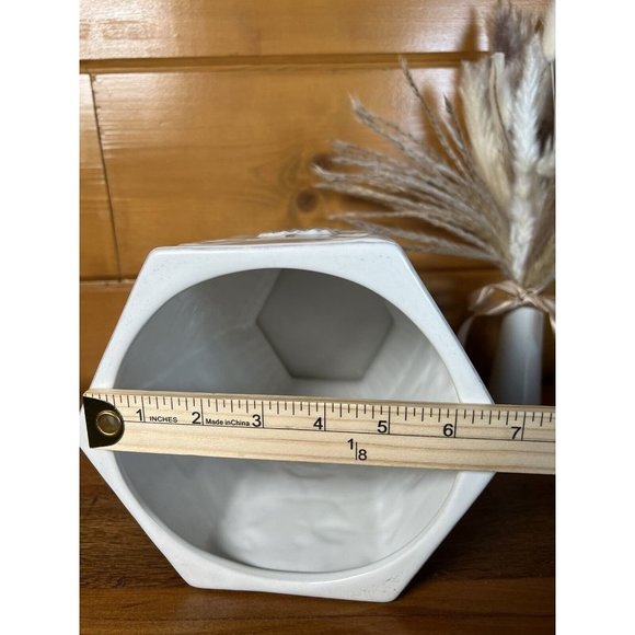 Pier 1 Imports Stoneware White Gray Cookie Jar Kitchen Canister 10"x7" - Picture 8 of 11